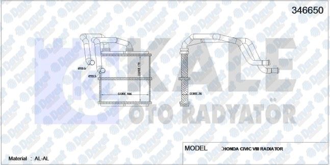 KALE 346650 Kalorifer Radyatoru Nissan Qashqai / Qashqai +2 / X-Trail (Al/Brz)